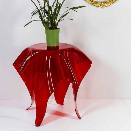 Nowoczesny stolik boczny w czerwonym pleksi Otto, wykonany we Włoszech Viadurini