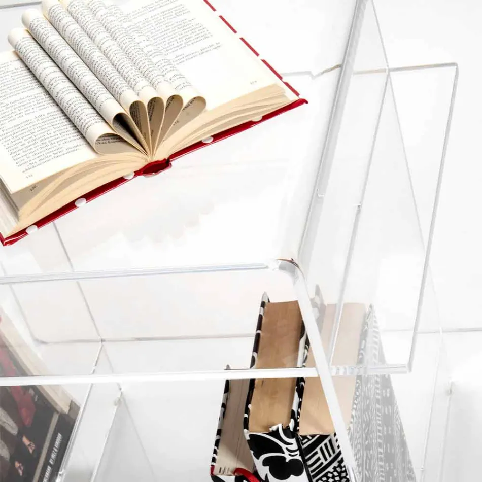 Projekt stolik z pleksi z trzema półkami wykonanymi we Włoszech, Gosto Viadurini