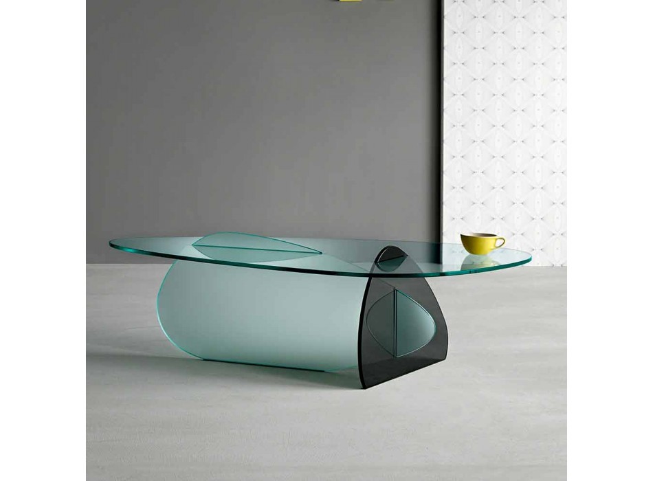 Designerski stolik kawowy z przezroczystego, wędzonego i trawionego szkła Made in Italy - Tac Tac Viadurini