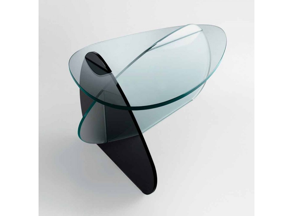 Designerski stolik kawowy z przezroczystego, wędzonego i trawionego szkła Made in Italy - Tac Tac Viadurini