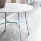 Okrągły stolik kawowy na zewnątrz z HPL z metalową podstawą Made in Italy - Makino Viadurini