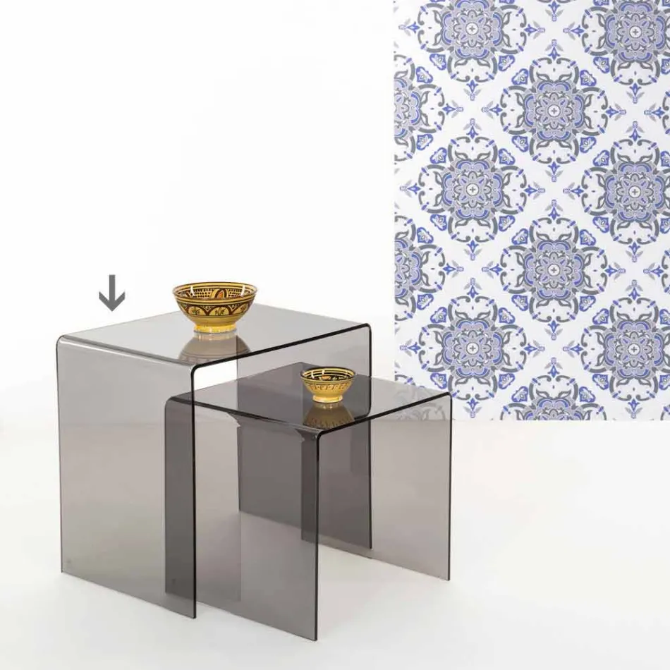 Nowoczesny design dymny stolik kawowy 50x50cm Terry Big, wyprodukowany we Włoszech Viadurini