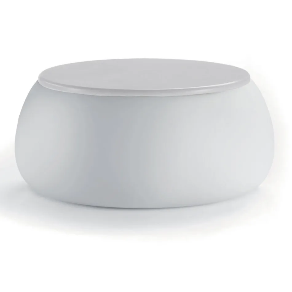 Stolik kawowy ogrodowy z okrągłym blatem z polietylenu Made in Italy - Tibaldo Viadurini