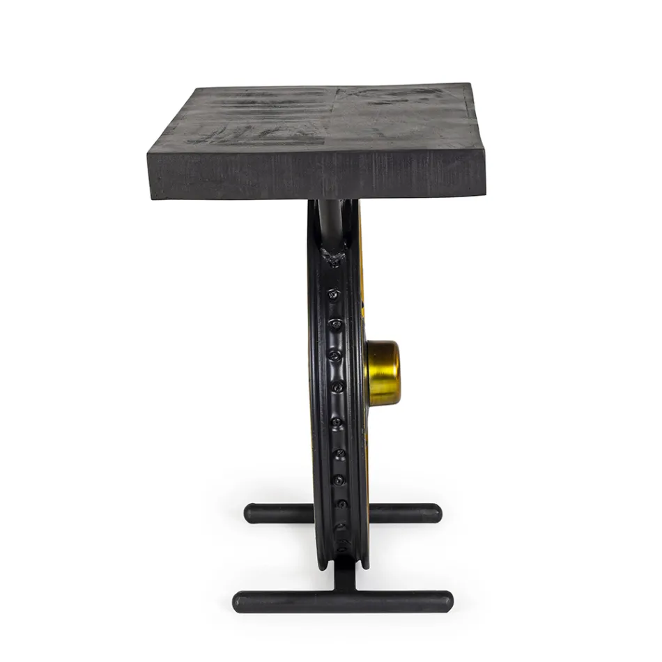 Ręcznie robiony i przemysłowy stolik kawowy ze stali i drewna mango - Corvino Viadurini