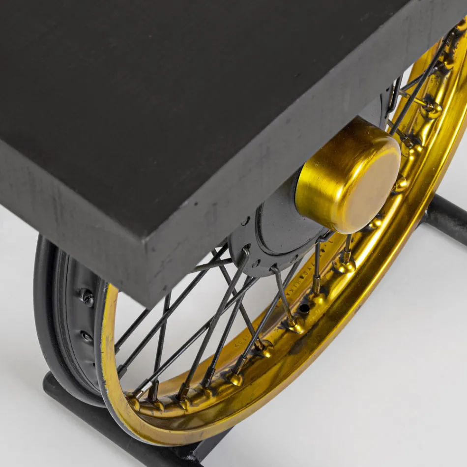 Ręcznie robiony i przemysłowy stolik kawowy ze stali i drewna mango - Corvino Viadurini