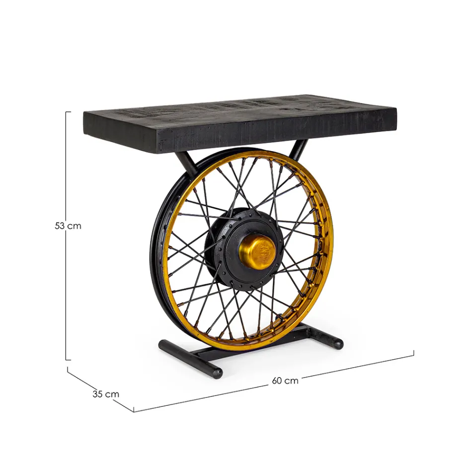 Ręcznie robiony i przemysłowy stolik kawowy ze stali i drewna mango - Corvino Viadurini