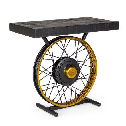 Ręcznie robiony i przemysłowy stolik kawowy ze stali i drewna mango - Corvino Viadurini