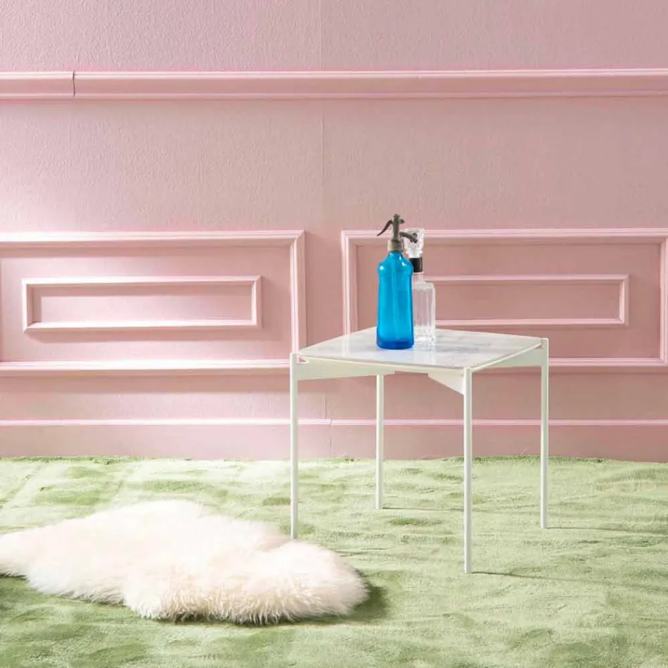 Ceramiczny i metalowy stolik kawowy nowoczesny design - jeżozwierz Viadurini