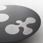 Czarny lakierowany stolik kawowy z modrzewia z satynowymi wstawkami ze stali nierdzewnej - Vergine Viadurini