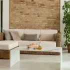 Stolik kawowy z zakrzywionego szkła hartowanego o grubości 10 mm z efektem marmuru - Aiello Viadurini