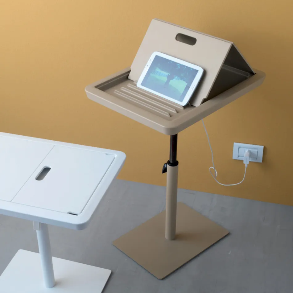 Stolik do sofy Metal i PVC Regulowana wysokość do tabletu - Tekniko Viadurini