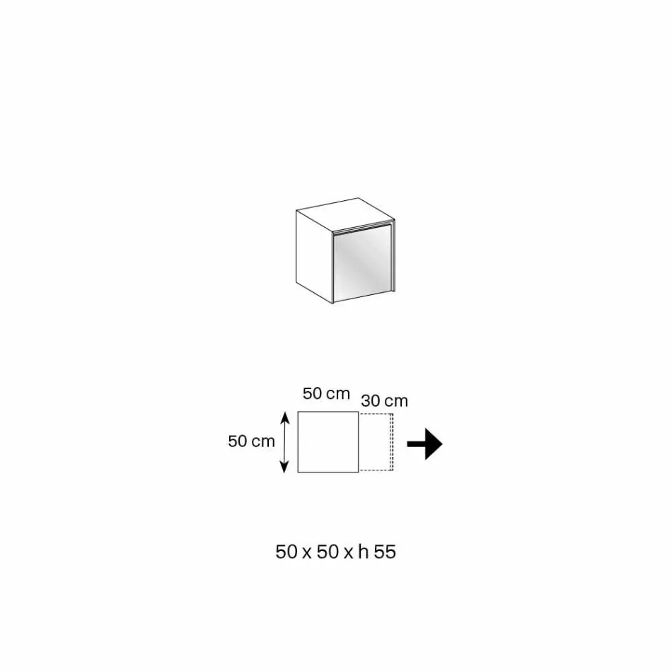 Stolik nocny lub stolik nocny z przydymionego szkła z drewnianą szufladą - Mantra Man Viadurini