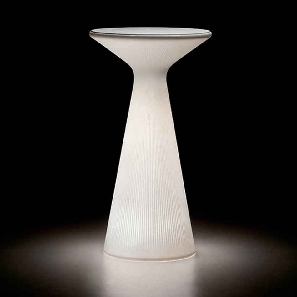 Jasny stolik kawowy na zewnątrz z okrągłym blatem z HPL Made in Italy - Desmond Viadurini