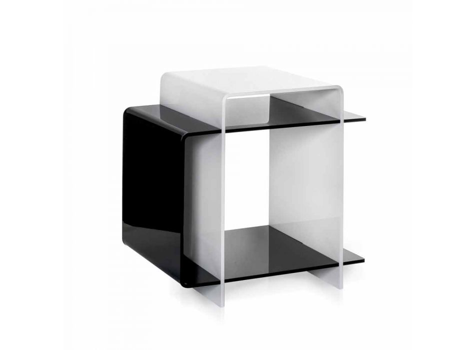 Nowoczesny stół z 3 półkami w kolorze czarno-białym Gosto wykonany we Włoszech Viadurini