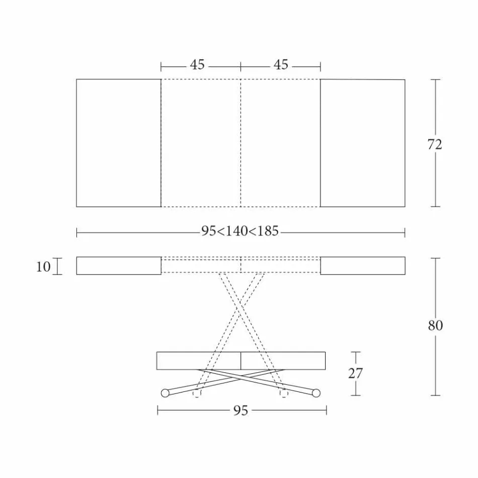 Nowoczesny stolik kawowy z drewna i metalu z możliwością transformacji Made in Italy - Spirit Viadurini