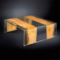 Stolik kawowy kwadratowy wykonany ze szkła i drewna Venezia Vgnewtrend