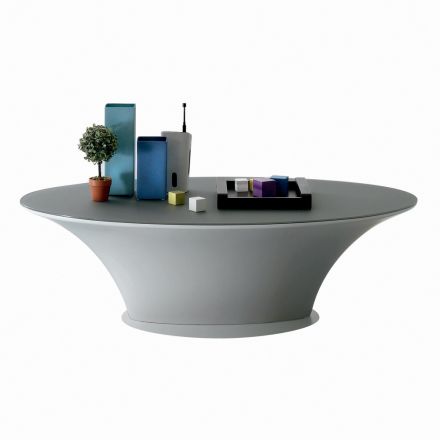 Boat Design Owalny stolik kawowy Metal i szkło trawione - zaokrętowanie Viadurini