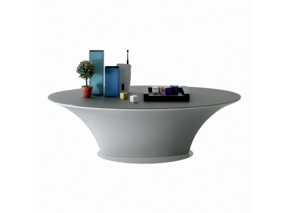 Boat Design Owalny stolik kawowy Metal i szkło trawione - zaokrętowanie