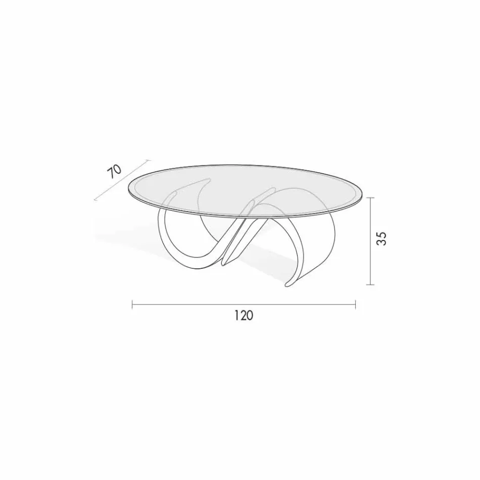 Owalny stolik kawowy ze skośnego szkła i syntetycznego marmuru Made in Italy - Barbera Viadurini