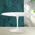 Stolik kawowy Saarinen Tulip Oval H 41 cm w połyskującej białej ceramice Florim - Scarlet Viadurini