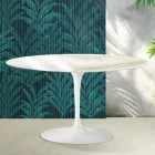 Stolik kawowy Saarinen Tulip Oval H 41 cm w połyskującej ceramice Calacatta Gold Florim w kolorze szkarłatnym Viadurini
