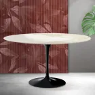 Stolik kawowy Saarinen Tulip Oval H 41 cm z ceramiki Florim Calacatta Gold Matt - Scarlet Viadurini