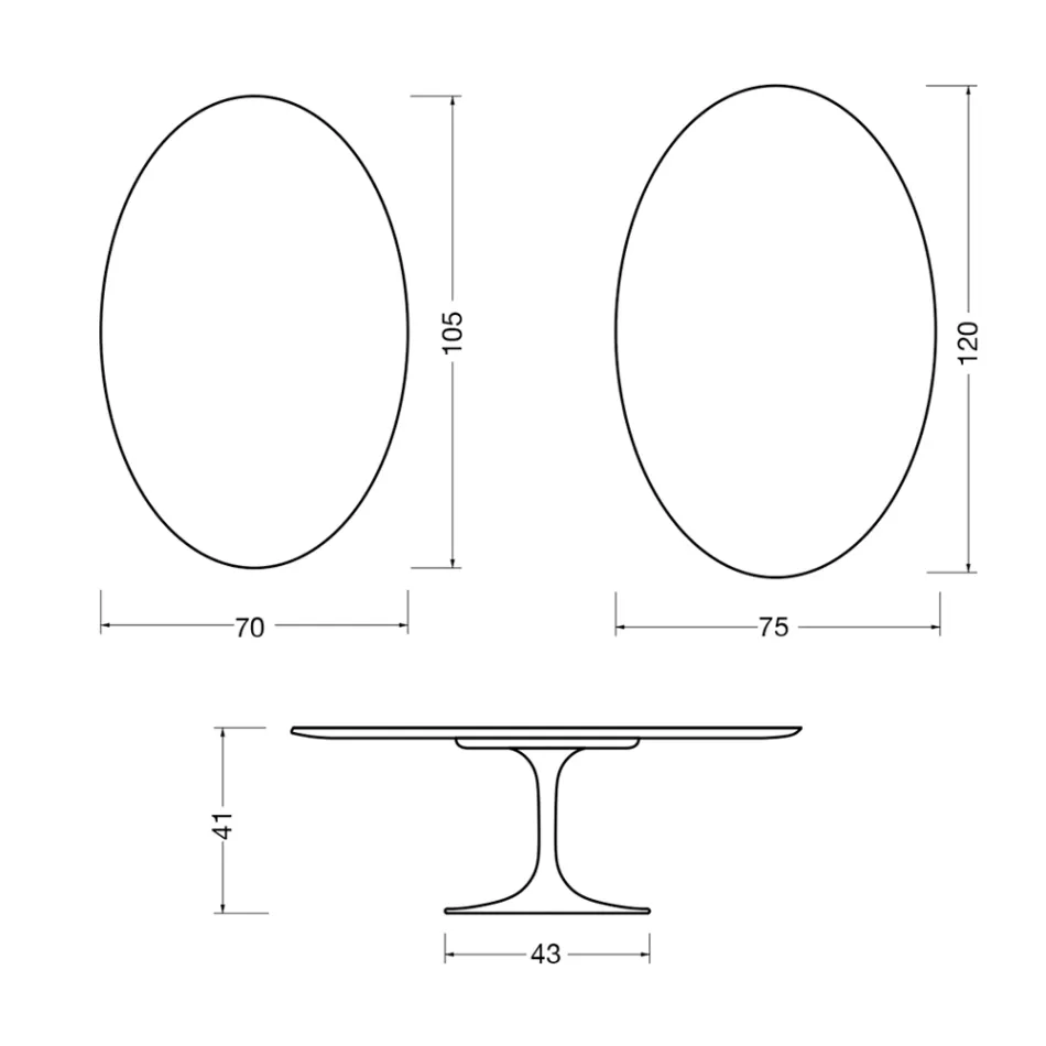 Stolik kawowy Saarinen Tulip Oval H 41 cm z ceramiki Florim Calacatta Gold Matt - Scarlet Viadurini