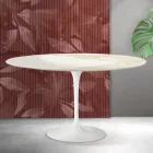 Stolik kawowy Saarinen Tulip Oval H 41 cm z ceramiki Florim Calacatta Gold Matt - Scarlet Viadurini