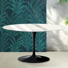 Stolik kawowy Saarinen Tulip Oval H 41 cm z błyszczącej ceramiki Statuario Florim w kolorze szkarłatnym Viadurini
