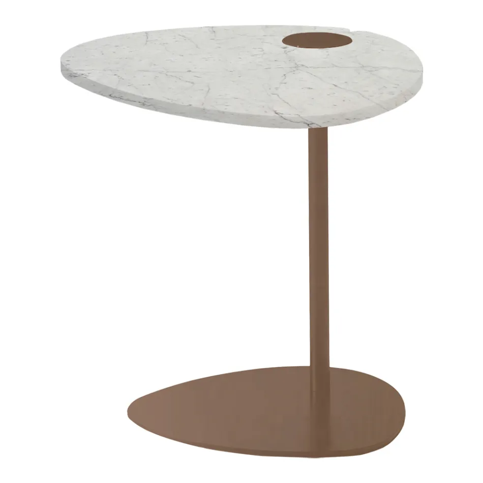 Stolik kawowy do salonu z metalu i marmuru Marquinia, luksusowy design - Yassine Viadurini
