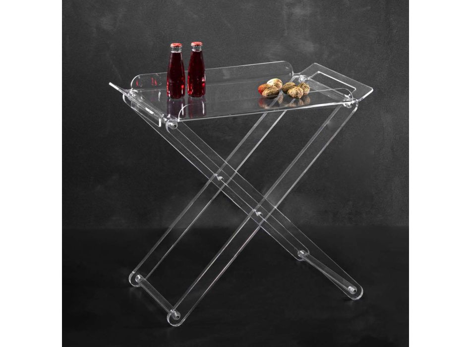 Składany stół z przezroczystą akrylową tacą kryształową - Makete Viadurini