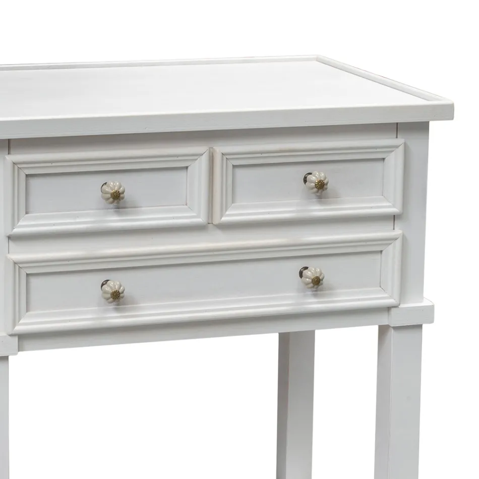 Stolik telefoniczny z 3 szufladami i półką Made in Italy - Culsu Viadurini