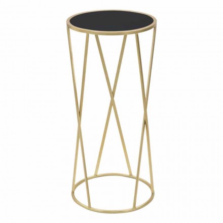 Okrągły stojak na telefon z żelaza i szkła - Faith Viadurini