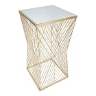 Stolik telefoniczny ze złotego żelaza i blatem z lustrzanego szkła - Olivia Viadurini