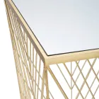 Stolik telefoniczny ze złotego żelaza i blatem z lustrzanego szkła - Olivia Viadurini