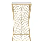 Stolik telefoniczny ze złotego żelaza i blatem z lustrzanego szkła - Olivia Viadurini