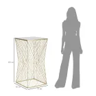 Stolik telefoniczny ze złotego żelaza i blatem z lustrzanego szkła - Olivia Viadurini