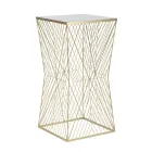 Stolik telefoniczny ze złotego żelaza i blatem z lustrzanego szkła - Olivia Viadurini