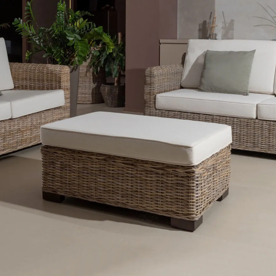 Ogrodowy Stolik-Puf w Szarym Kubù z Poduszką - Cerys Viadurini