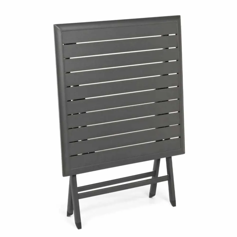 Kwadratowy składany stolik kawowy na zewnątrz z malowanego aluminium - Hunt Viadurini