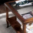 Kwadratowy stolik kawowy do salonu ze szklanym blatem Made in Italy - Tepeyoti Viadurini