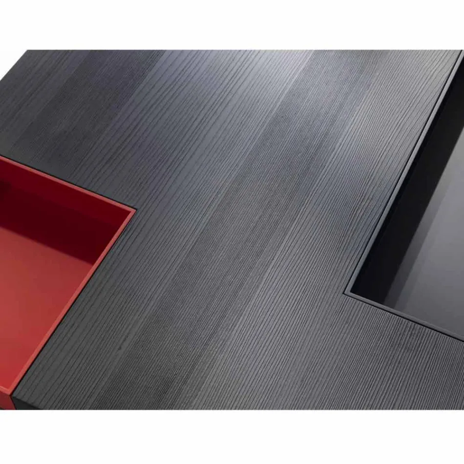 Stół kwadratowy Iris nowoczesny design, wbudowany wyjmowane tace Viadurini