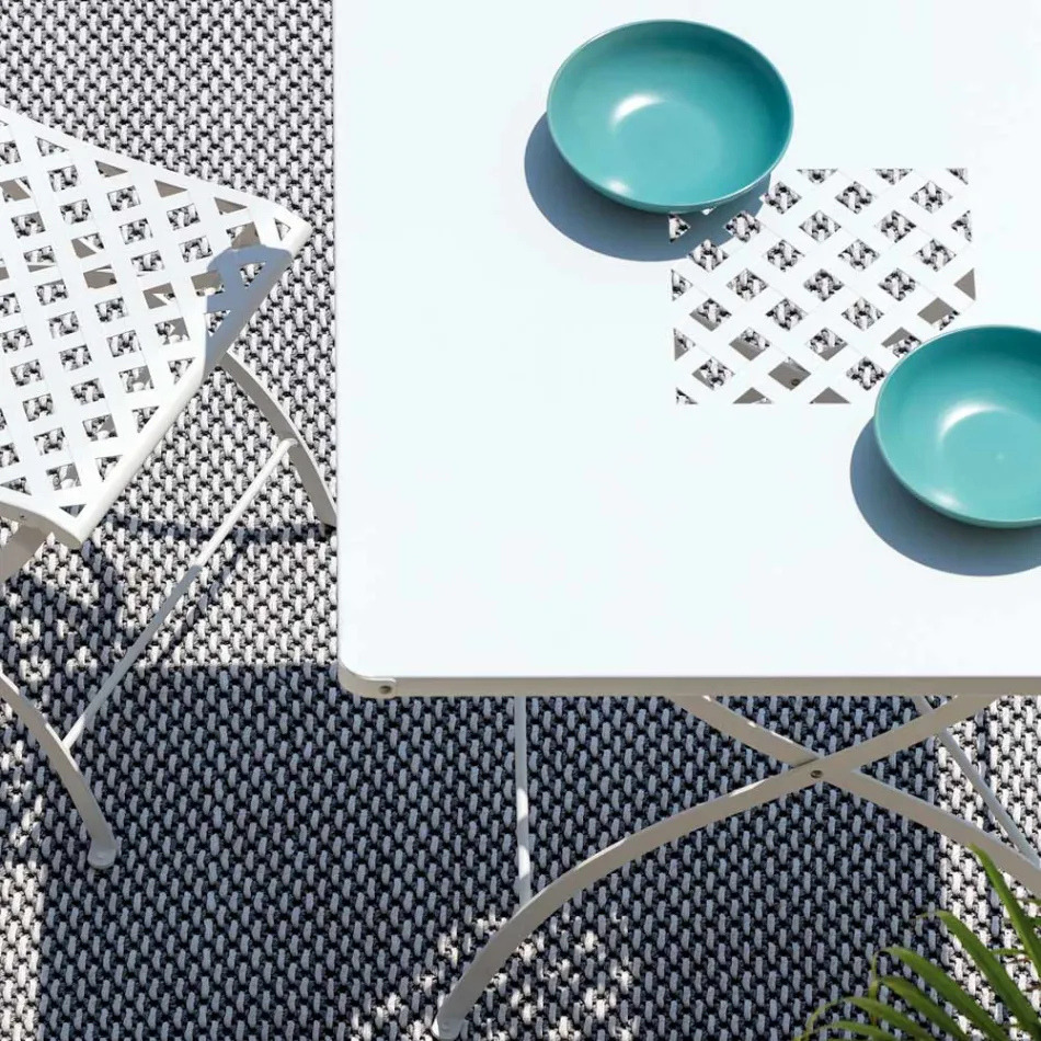 Kwadratowy składany stół zewnętrzny ze stali ocynkowanej Made in Italy - Selvaggia Viadurini