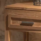 Stolik kawowy z litego drewna tekowego z 1 szufladą - akrylowy Viadurini