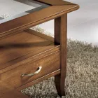 Prostokątny stolik kawowy z 4 szufladami i 2 drewnianymi uchwytami Made in Italy - Ade Viadurini