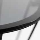 Okrągły stolik kawowy ze stalową podstawą i szklanym blatem Made in Italy - Alisea Viadurini