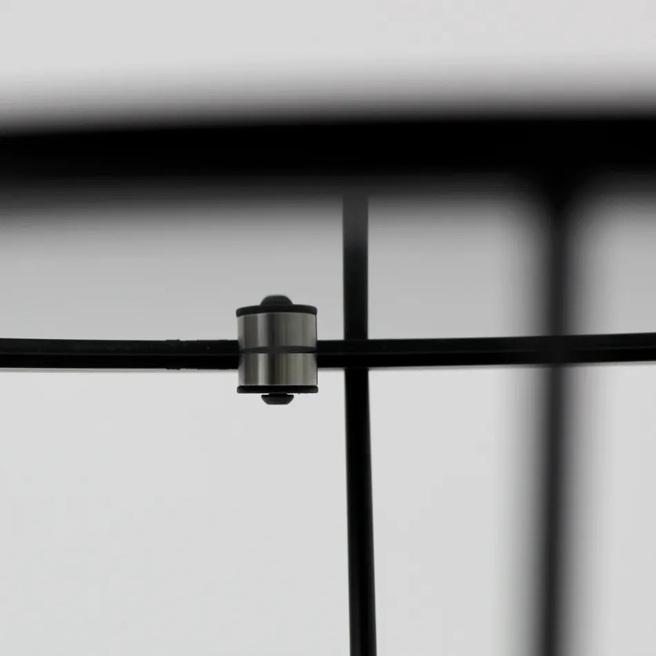 Okrągły stolik kawowy ze stalową podstawą i szklanym blatem Made in Italy - Alisea Viadurini