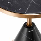 Okrągły stolik kawowy ze stali z mosiądzem i nowoczesnym kamieniem - Aprilia Viadurini