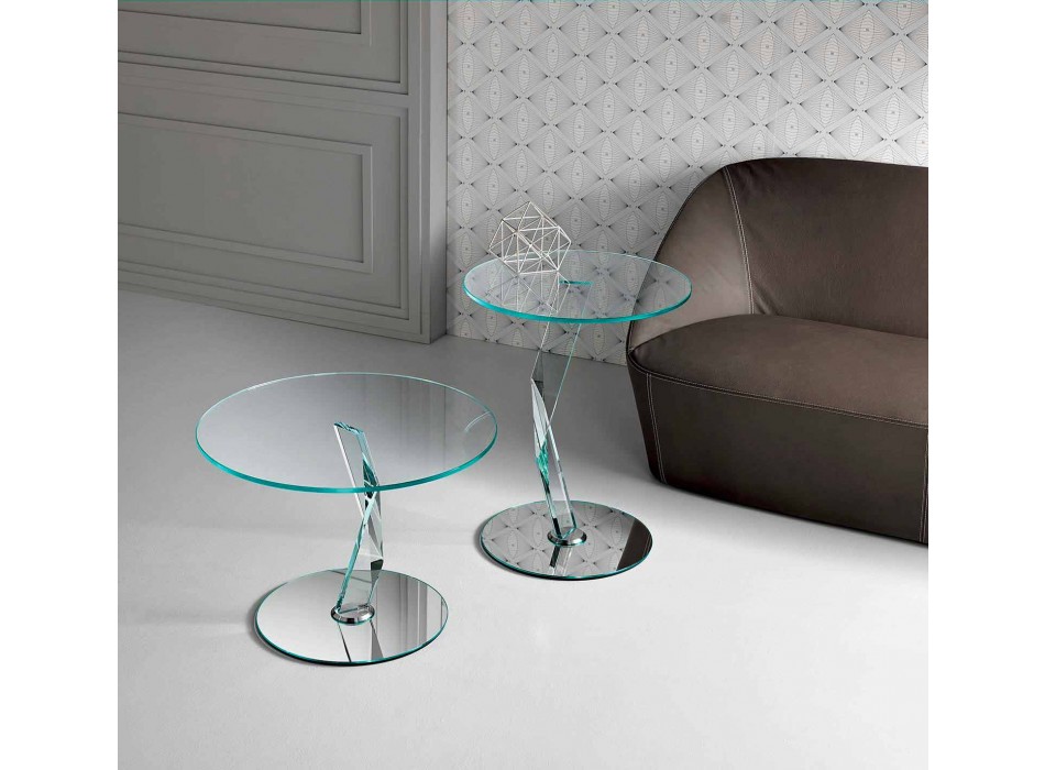 Okrągły stolik kawowy z wyjątkowo przezroczystego szkła wyprodukowanego we Włoszech - Akka Viadurini