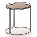 Okrągły metalowy stolik kawowy ze szklanym blatem Made in Italy - George
